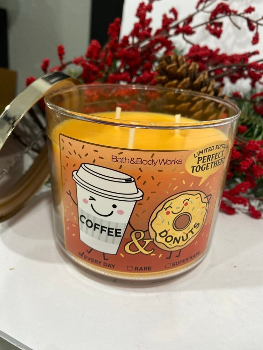 Limited Edition “Coffee & Donuts” Bath & Body Works NEW 3 Wick Candle